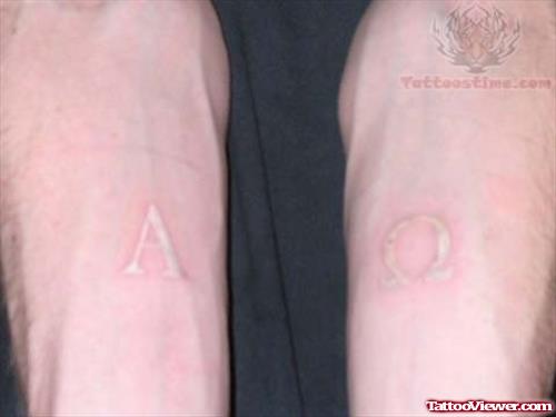 Alpha Omega White Ink Tattoos
