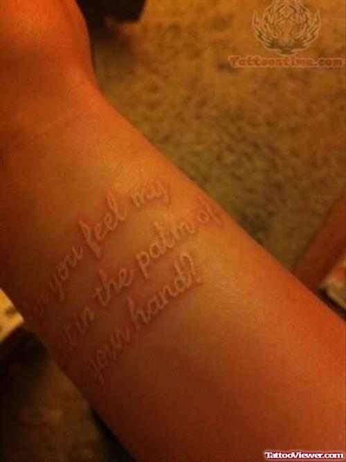 White Ink Words Tattoo