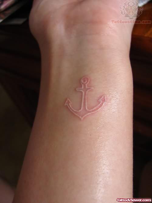 White Ink Anchor Tattoo