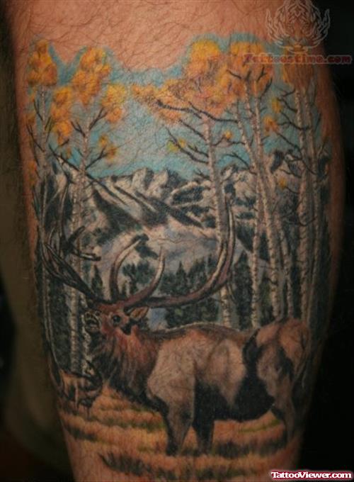Amazing Large Wildlife Tattoo