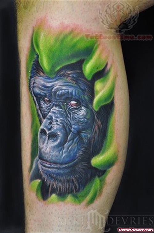 Green Ink Gorilla Tattoo