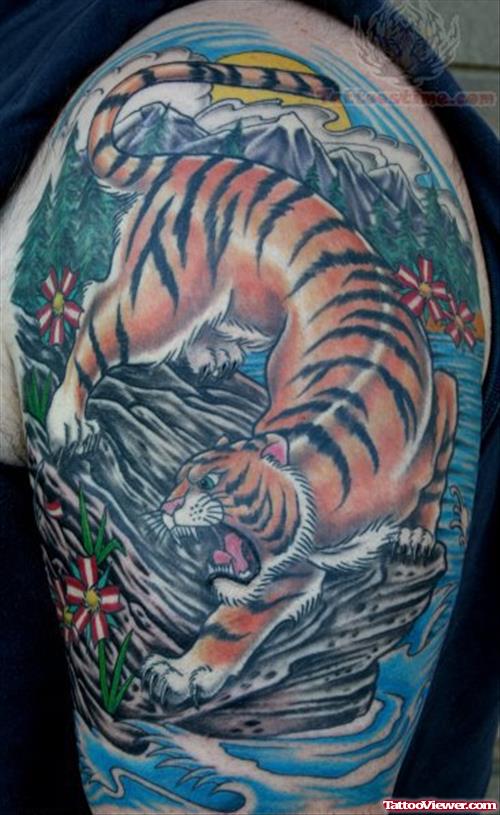 Colorful Wild Tiger Tattoo