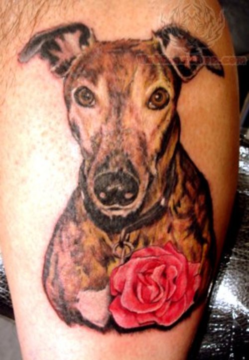 Rose And Dog Tattoo