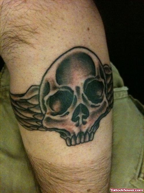 Winged Skull Tattoo For Bicep