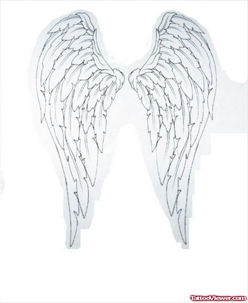 Outline Wings Tattoo Design