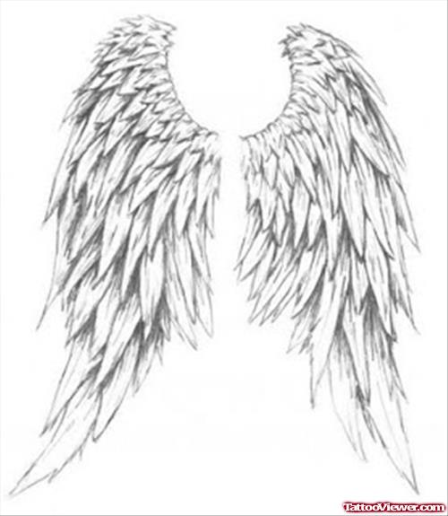 Grey Ink Wings Tattoos Designs