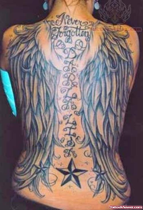 Wings Tattoos On Man Back Body