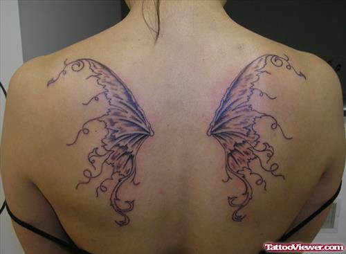 Fairy Wings Tattoo On Upperback