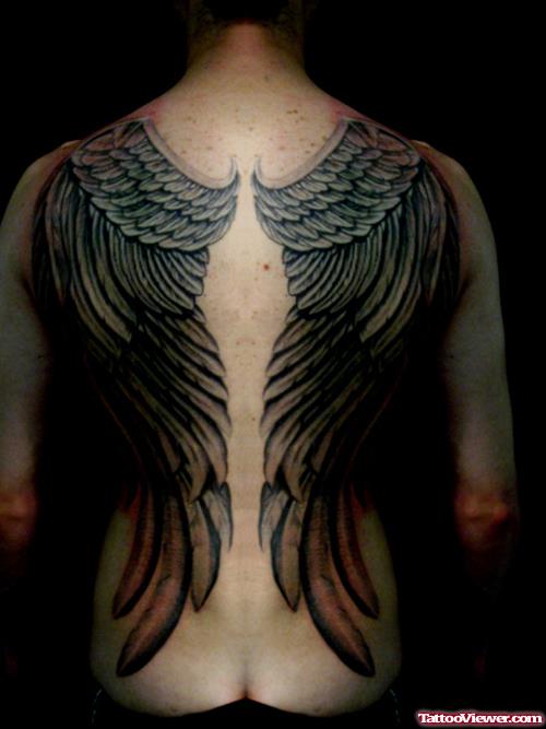 Simple Wings Tattoos On Back