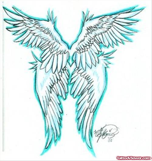 Special Blue Angel Wings Tattoo Design
