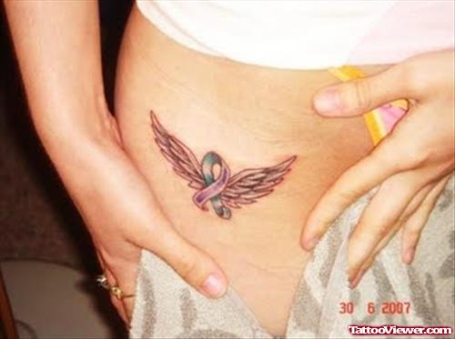 Girl With wings Tattoo On Hip