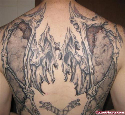 Devil Wings Tattoos On Back