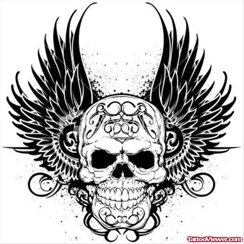 Skull With Wings Tattoo Design