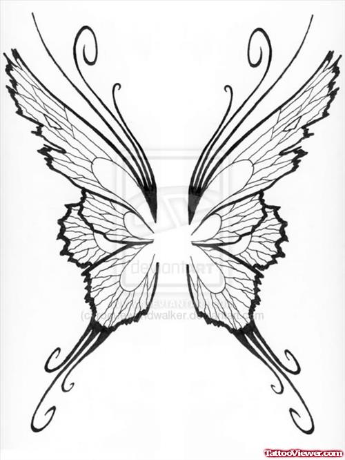 Butterfly Open Wings Tattoo Design