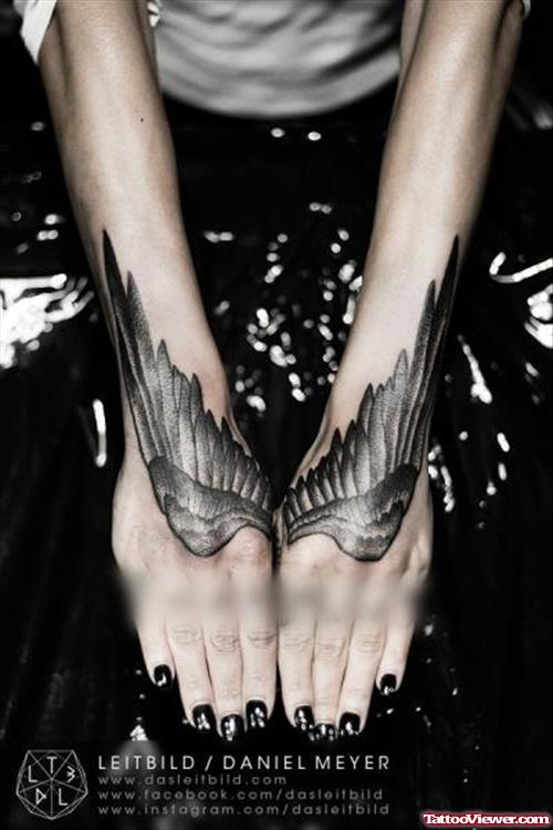 Wings Tattoos on Both Hands For Girls