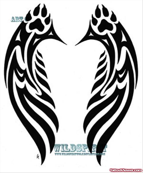 Paw Prints and Wings Tattoos Design