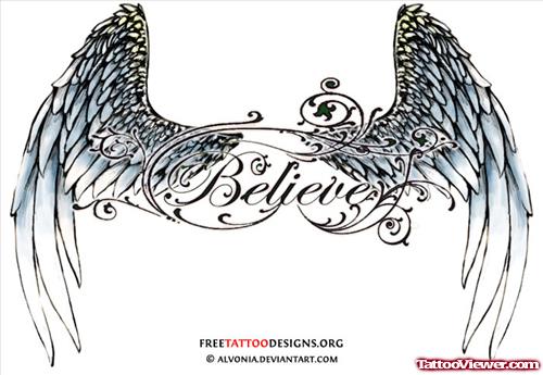 Wonderful angel Wings Tattoos Design