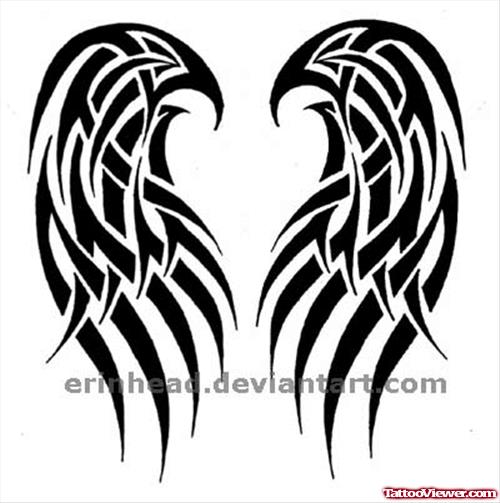 Tribal Angel Wings Tattoos Design