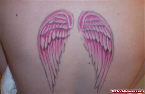 Pink Wings Tattoos On Back
