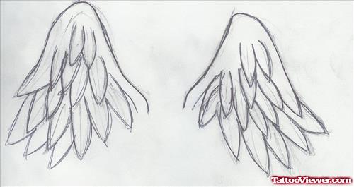 Outline Wings Tattoos Design