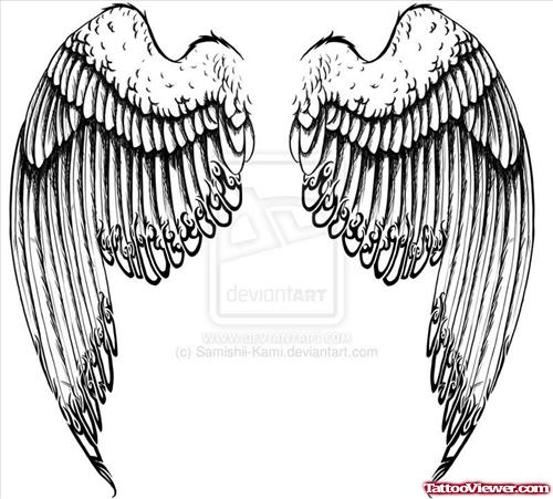 Grey Wings Tattoo Design