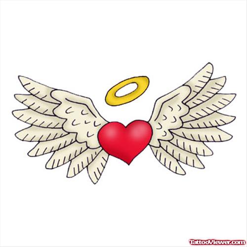 Angel Winged Heart Tattoo Design