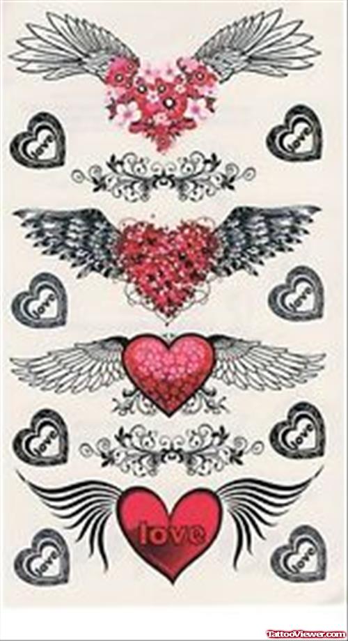 Winged Red Heart Tattoo Designs