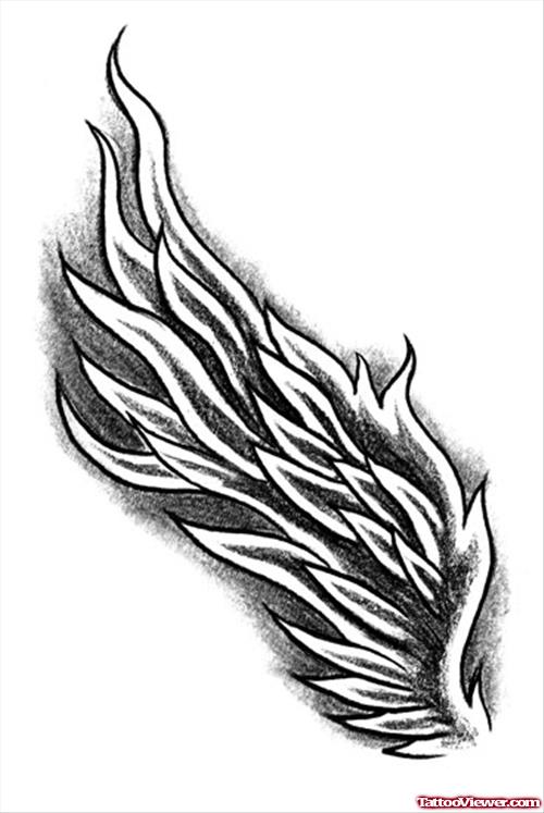 Grey Ink Phoenix Wing Tattoo Design