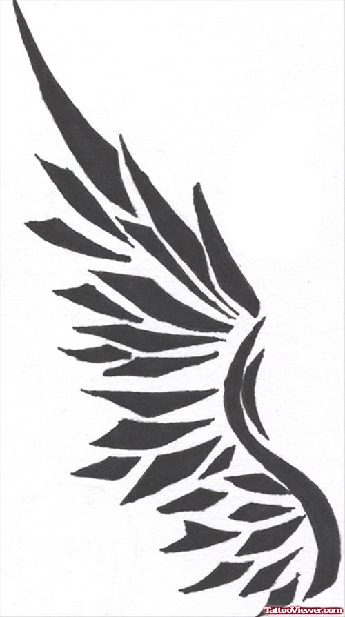 Grey Ink Angel Wing Tattoo Design