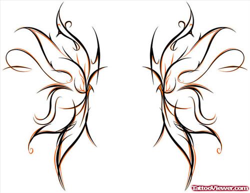 Tribal Butterfly Wings Tattoos Design