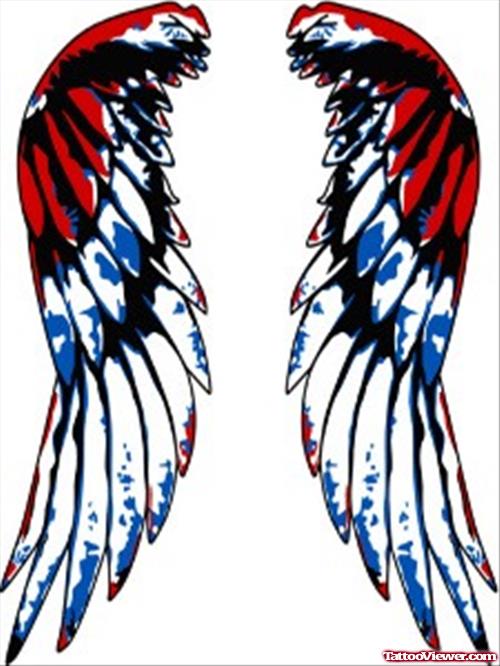Colored Wings Tattoos Designs