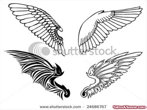Best Grey Ink Wings Tattoos Designs