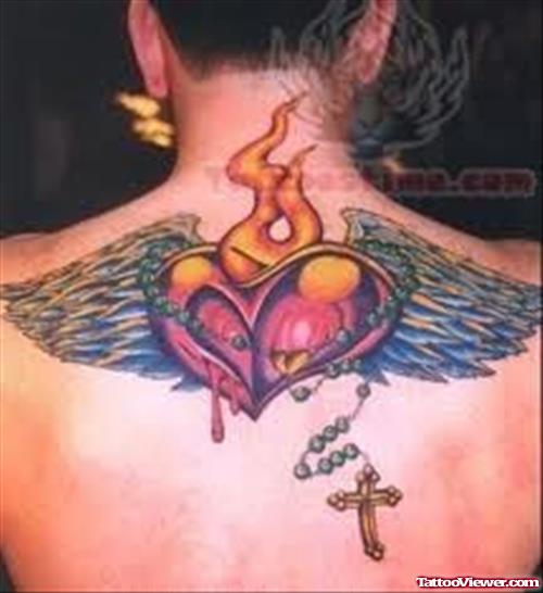Burning Heart Wings Tattoo