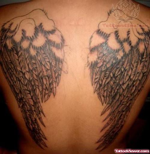 Attractive Wings Tattoo On Back