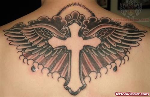 Wings And Cross Religious Tattoos