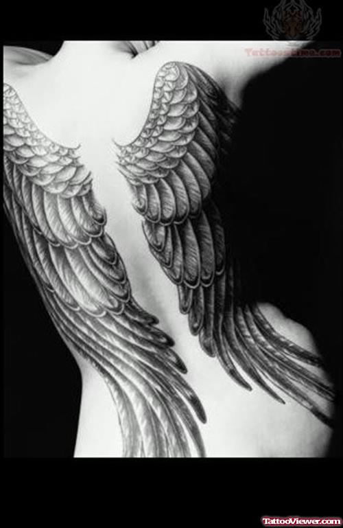 Large Wings Tattoos On Back Body