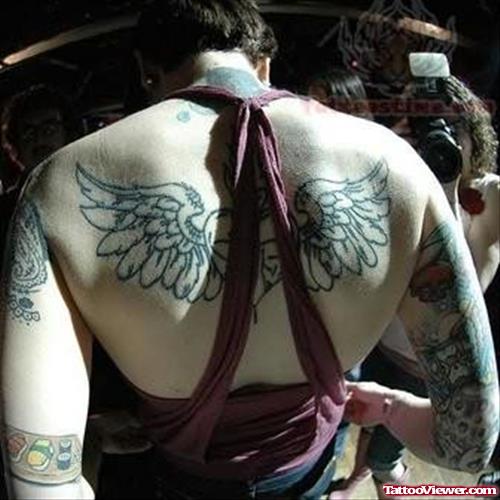 Skull Wings Tattoos On Back