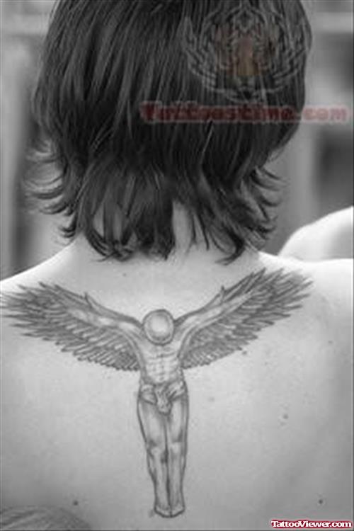 Elegant Wings Tattoo For Upper Back