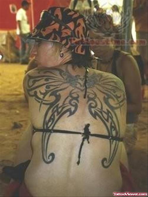 Trendy Wings Tattoos On Full Back