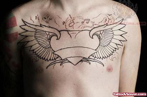Simple Wings Tattoos On Chest