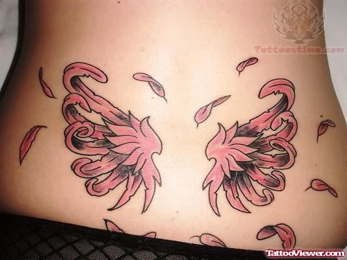 Fallen Wings Tattoo On Waist