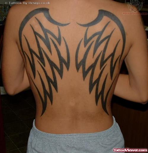 Tribal Wings Tattoo On Back