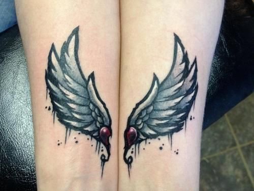 Winged Heart Tattoos On Wrists