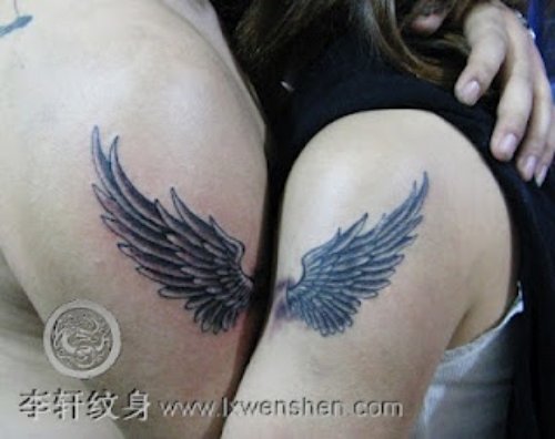Wings Tattoos For Couple On Shoulder
