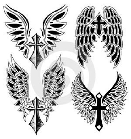 Cross And Wings Tattoos Designs