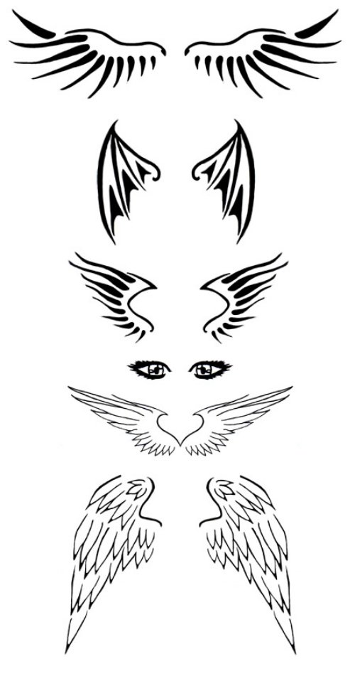Nice Grey Ink Wings Tattoos Designs