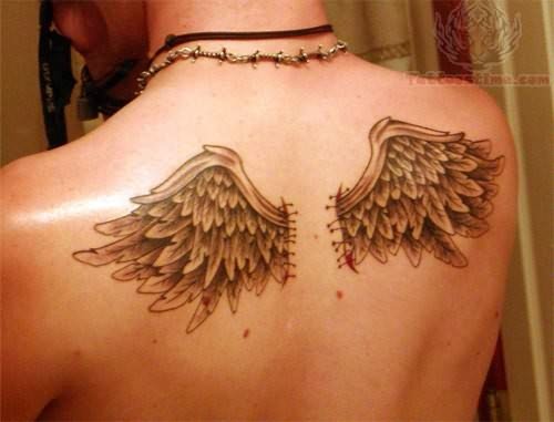 Golden Wings Tattoo On Back