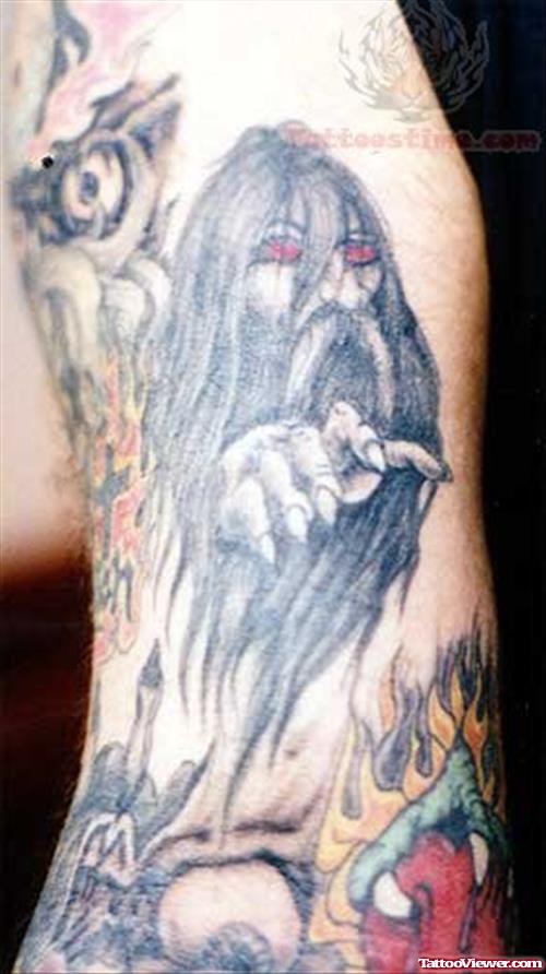 Red Eye Wizard Tattoo