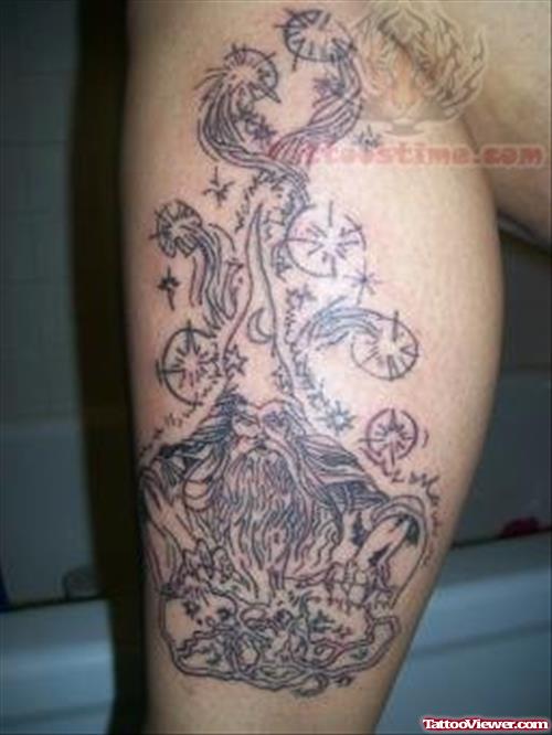 Wizard Tattoo On Leg