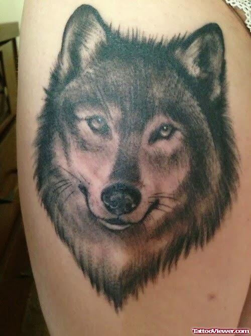 Great Grey Ink Wolf Head Tattoo